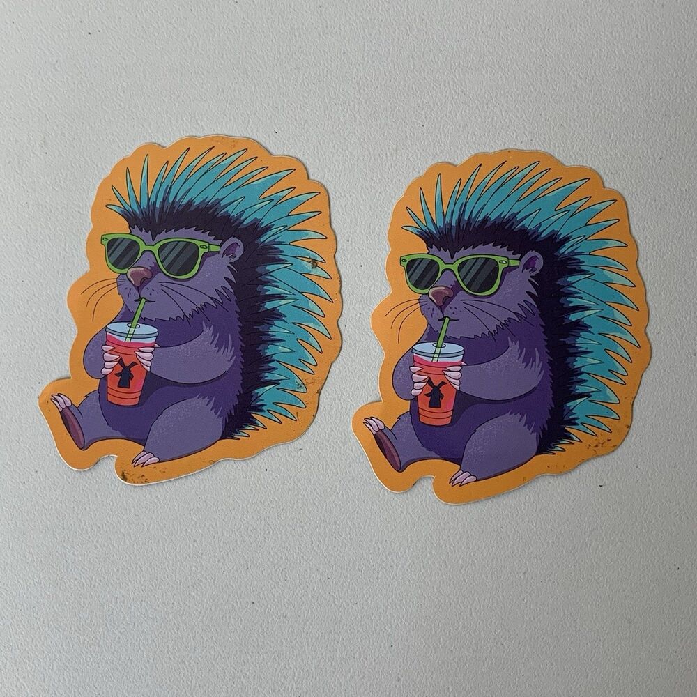 Dutch Bros Fan Design Stickers X2 Porcupine Hedgehog June 2025 Mijken M.